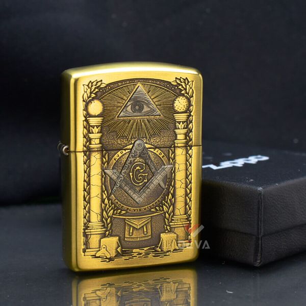 Zippo Amror Khắc Chủ Đề Hội Tam Điểm Freemasonry ZD15