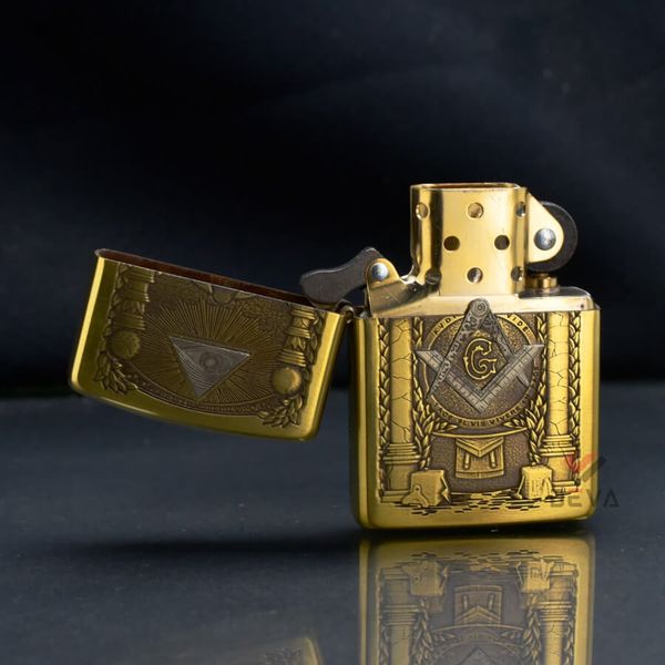Zippo Amror Khắc Chủ Đề Hội Tam Điểm Freemasonry ZD15