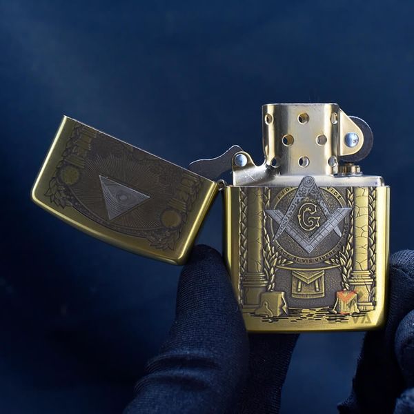 Zippo Amror Khắc Chủ Đề Hội Tam Điểm Freemasonry ZD15