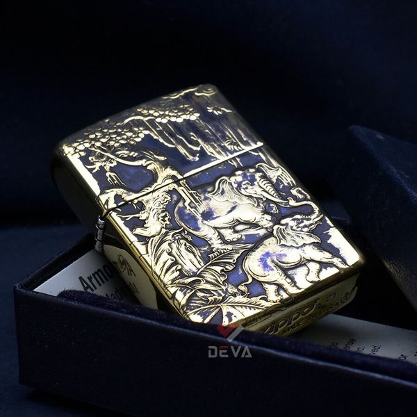 Zippo Khắc Nổi Đàn Voi Rứng Châu Phi ZD10