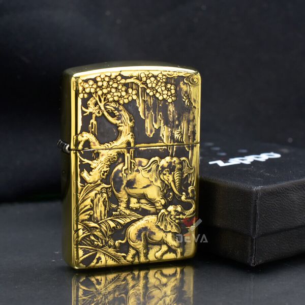 Zippo Khắc Nổi Đàn Voi Rứng Châu Phi ZD10