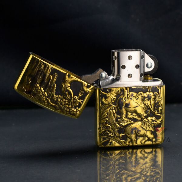 Zippo Khắc Nổi Đàn Voi Rứng Châu Phi ZD10