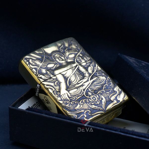 Zippo Armor Khắc Hình  Đức Phật Như Lai Ngự Đài Sen ZD40