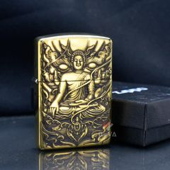 Zippo Armor Khắc Hình  Đức Phật Như Lai Ngự Đài Sen ZD40