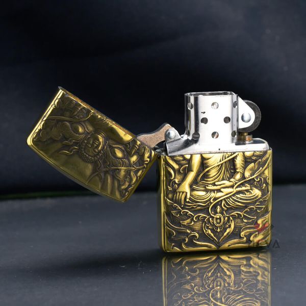 Zippo Armor Khắc Hình  Đức Phật Như Lai Ngự Đài Sen ZD40