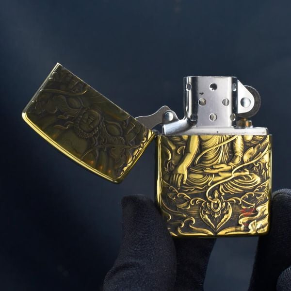 Zippo Armor Khắc Hình  Đức Phật Như Lai Ngự Đài Sen ZD40