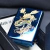 Zippo Xanh Sapphire Khắc Hình Rồng Bay Mạ Vàng ZK07
