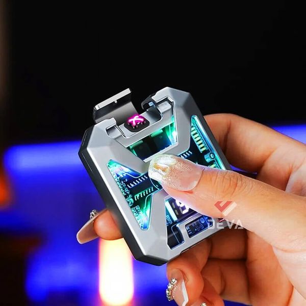 Bật lửa sạc điện 2 tia lửa chéo kèm đèn LED đa năng BLD02