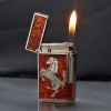 Bật lửa Dupont hình con ngựa màu mận viền vàng D33