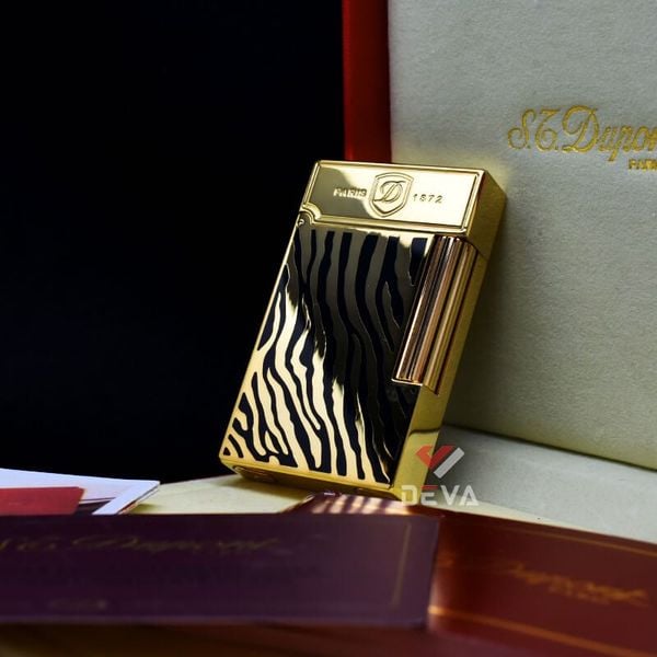 Dupont Hồng Kông Sơn Mài Hoa Văn Vằn Đen D142