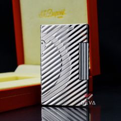 Bật lửa Dupont bạc kẻ chéo lượn sóng chữ D cách điệu D150T