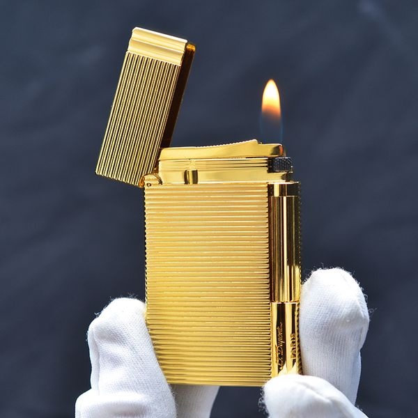 Bật lửa Dupont kẻ ngang viền dọc vàng hồng D212