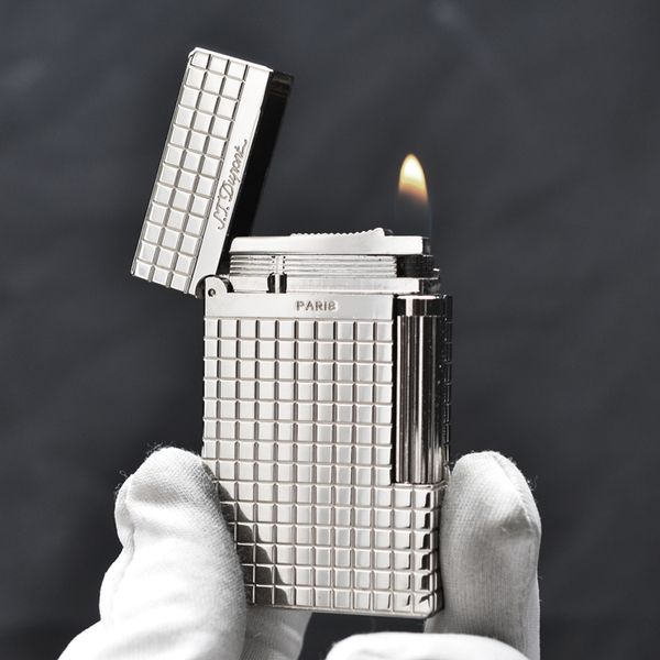 Bật lửa Dupont trắng kẻ vuông trắng D138