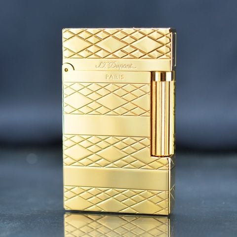 Bật lửa dupont kẻ vuông chéo màu vàng D16