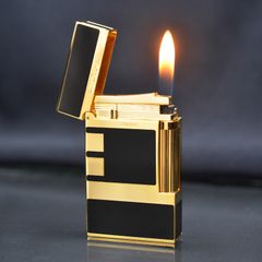 Bật lửa ST Dupont mảng sơn mài đen viền vàng D205