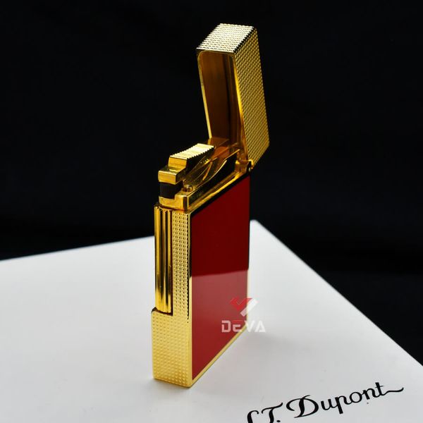 Dupont Hồng Kông 2 Lửa Sơn Mài Đỏ In Hình Rồng Vàng D2C08