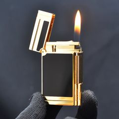 Bật lửa ST Dupont sơn mài đen kẻ vàng cạnh sọc D226V