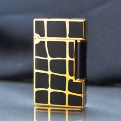 Dupont Hồng Kông Sơn Mài Đen Họa Tiết Da Cá Sấu D25