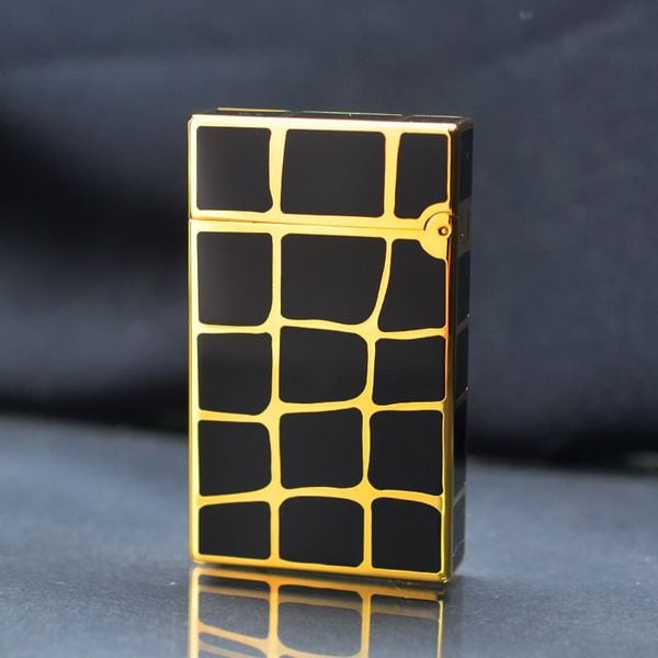 Dupont Hồng Kông Sơn Mài Đen Họa Tiết Da Cá Sấu D25