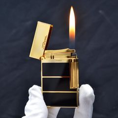 Bật lửa ST Dupont sơn mài đen kẻ viền ngang D152