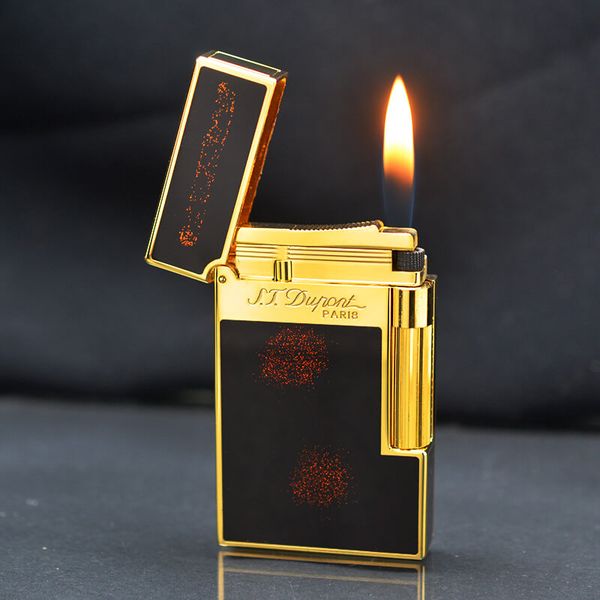 Bật Lửa ST Dupont Sơn Mài Đen Viền Rộng Phủ Nhũ D70