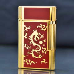Bật lửa Dupont sơn mài đỏ hoa văn hình rồng D78