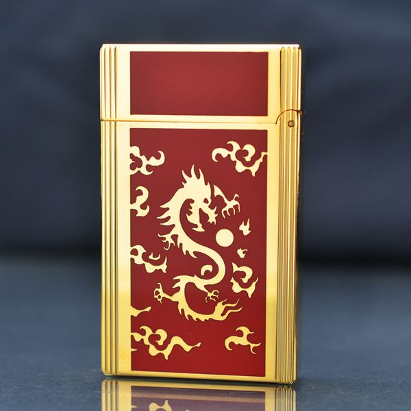 Bật lửa Dupont sơn mài đỏ hoa văn hình rồng D78