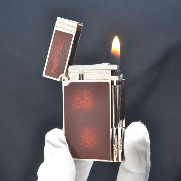 Bật lửa ST Dupont sơn mài màu đỏ mận viền dọc D167