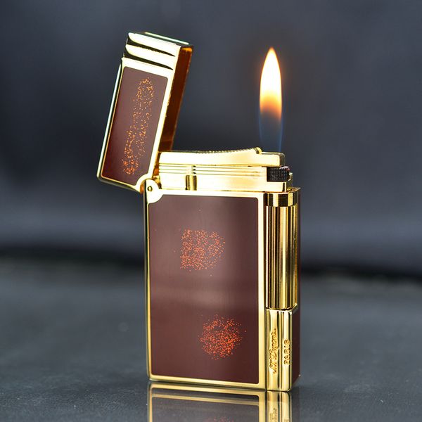 Bật lửa ST Dupont sơn mài màu đỏ mận viền dọc D167
