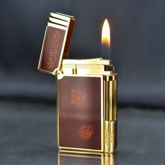 Bật lửa ST Dupont sơn mài màu đỏ mận viền dọc D167