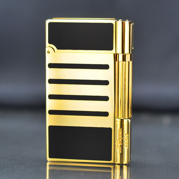 Bật lửa ST Dupont vàng kẻ dòng sơn mài đen D228
