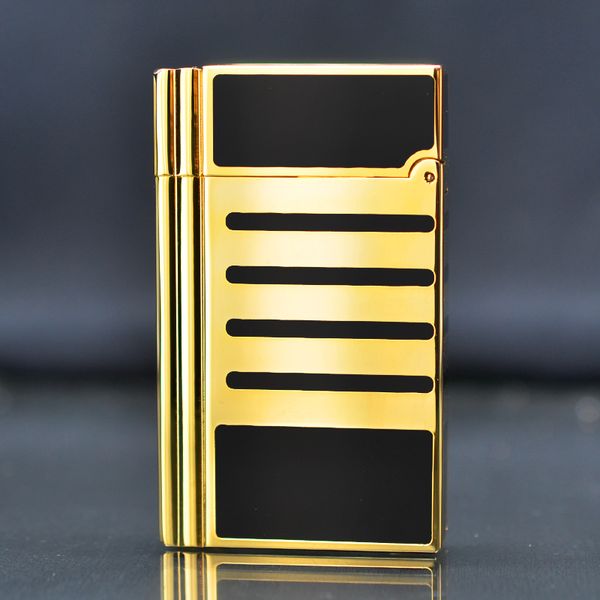 Bật lửa ST Dupont vàng kẻ dòng sơn mài đen D228