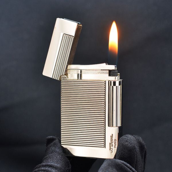 Bật lửa ST Dupont viền vàng vân kẻ ngang D219