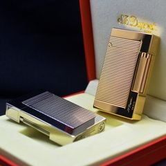 Bật lửa ST Dupont viền vàng vân kẻ ngang D219