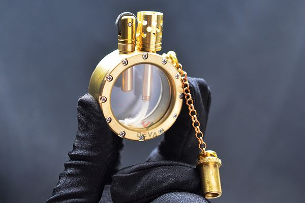 Bật lửa thủ công Đồng nguyên khối bình xăng trong suốt TC09