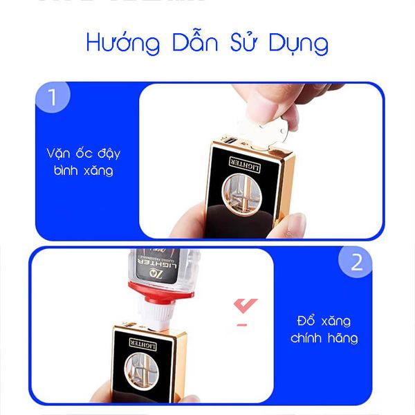 Bật lửa xăng cảm ứng điện từ bình trong suốt 8823