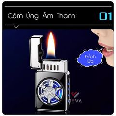 Bật lửa xăng cảm ứng điện tử bánh xe xoay HT9012