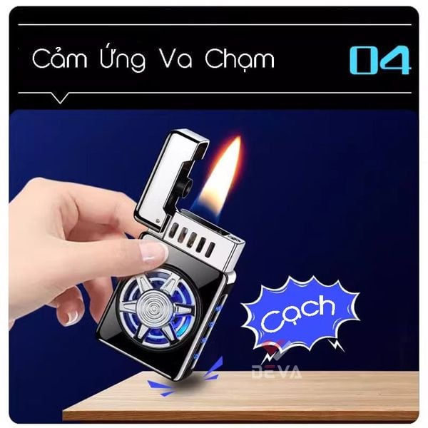 Bật lửa xăng cảm ứng điện tử bánh xe xoay HT9012