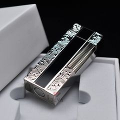 Bật Lửa Xăng Đá Calories Sơn Mài Đen Viền Hoa Văn CL06