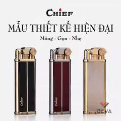 Bật lửa xăng đá chính hãng Chief nắp chụp dáng mỏng CF316