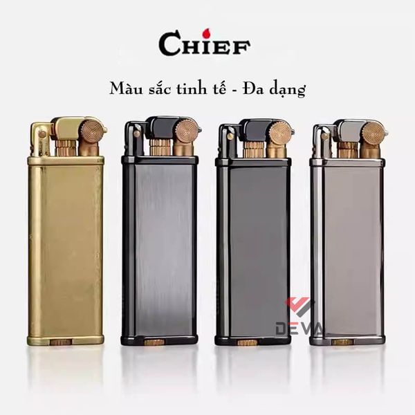 Bật lửa xăng đá chính hãng Chief nắp chụp dáng mỏng CF316