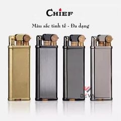 Bật lửa xăng đá chính hãng Chief nắp chụp dáng mỏng CF316