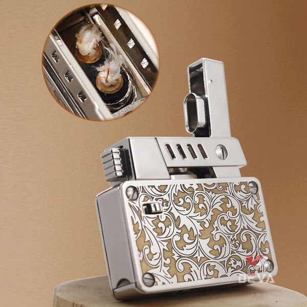 Bật lửa xăng đá Chief 2 bấc đánh lửa tự động CF707