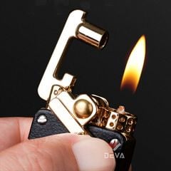 Bật lửa xăng đá chính hãng Chief cần gạt ốp da 2 mặt CF708