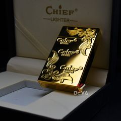 Bật lửa xăng đá chính hãng Chief khắc hoa văn CF041