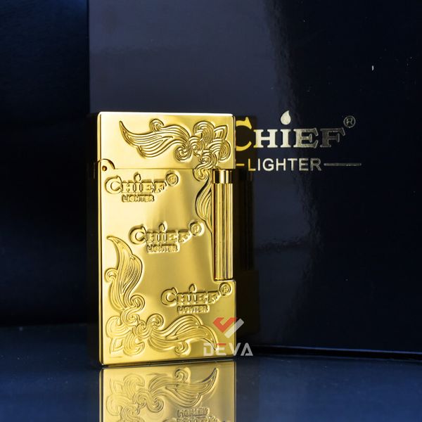 Bật lửa xăng đá chính hãng Chief khắc hoa văn CF041