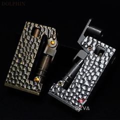 Bật lửa xăng đá chính hãng Dolphin vân gõ búa HY-752