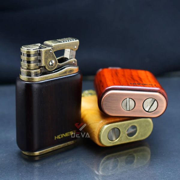 Bật lửa Honest xăng đá vỏ gỗ tự nhiên BCZ 789