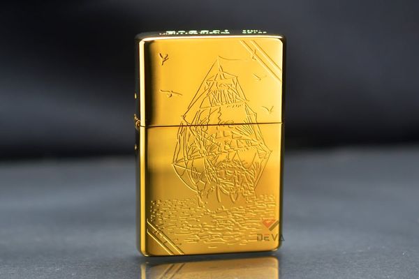 Bật lửa Zorro xăng đá chặt góc khắc thuyền buồm ZXL-007