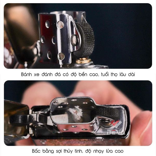 Bật lửa xăng đá Zorro khắc chữ phúc mạ vàng bản giới hạn Z92109